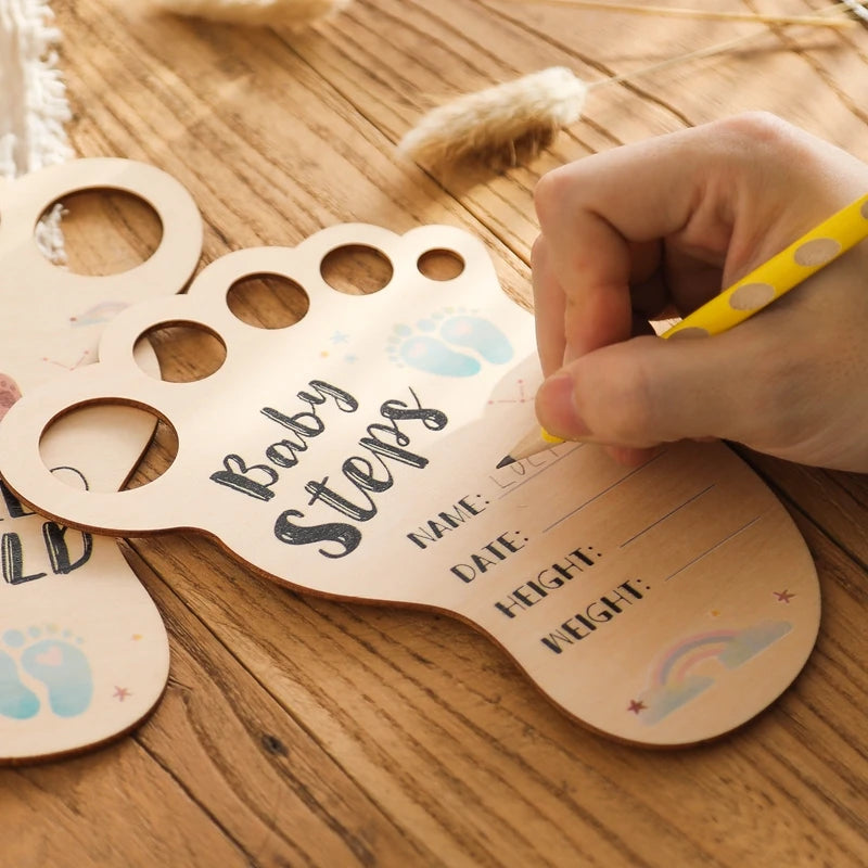 Wooden Footprint Milestone Cards