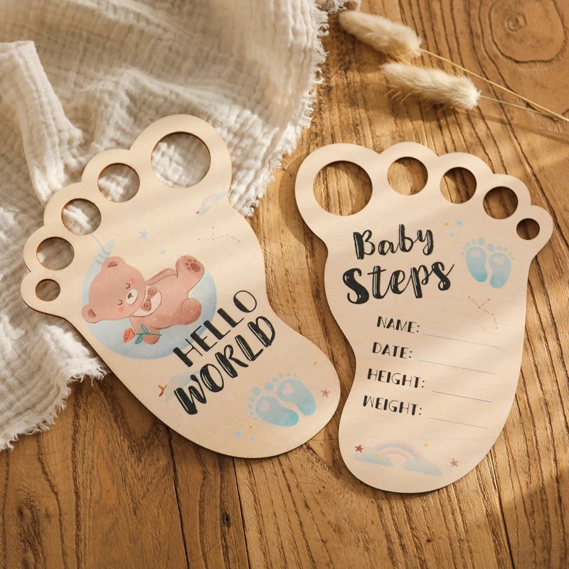 Wooden Footprint Milestone Cards