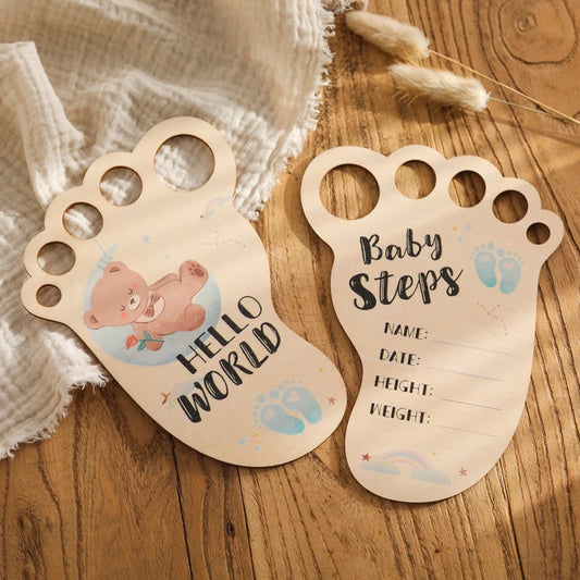 Wooden Footprint Milestone Cards