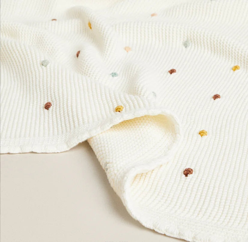 Luxury Knitted Polka Baby Blanket