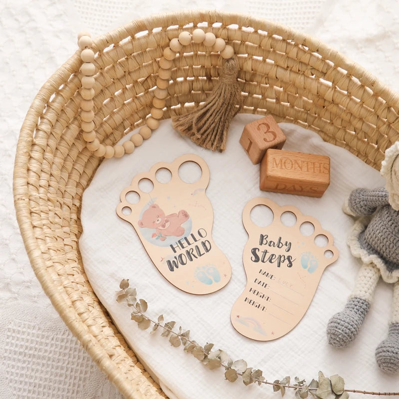 Wooden Footprint Milestone Cards