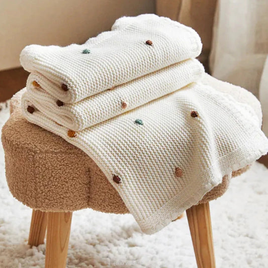 Luxury Knitted Polka Baby Blanket