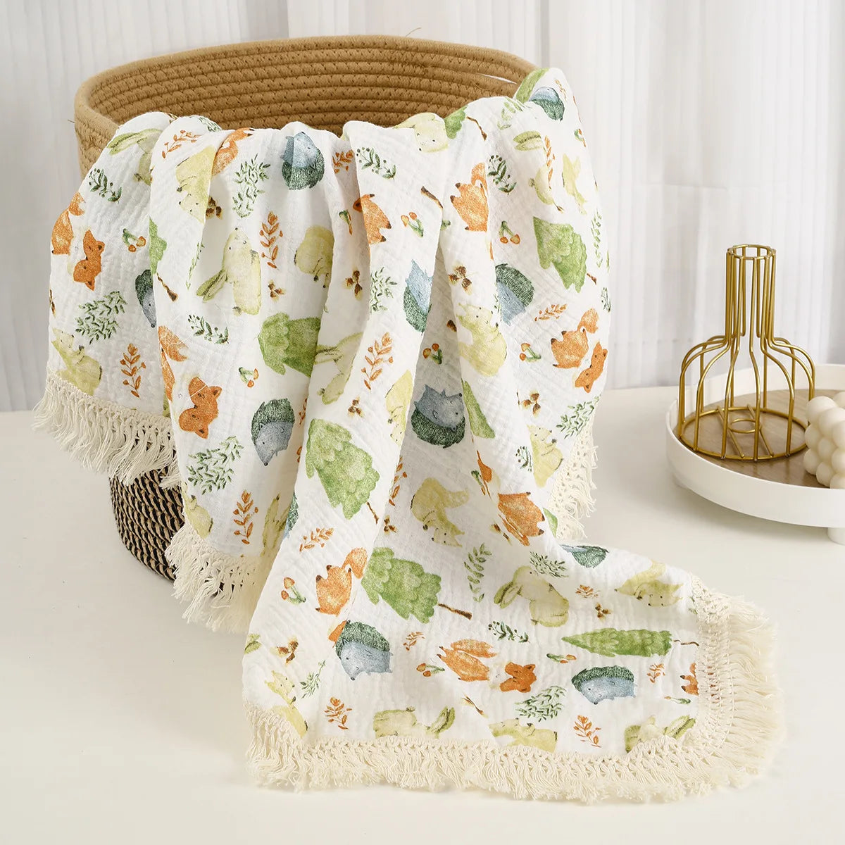 Lightweight Cotton Tassel Blanket